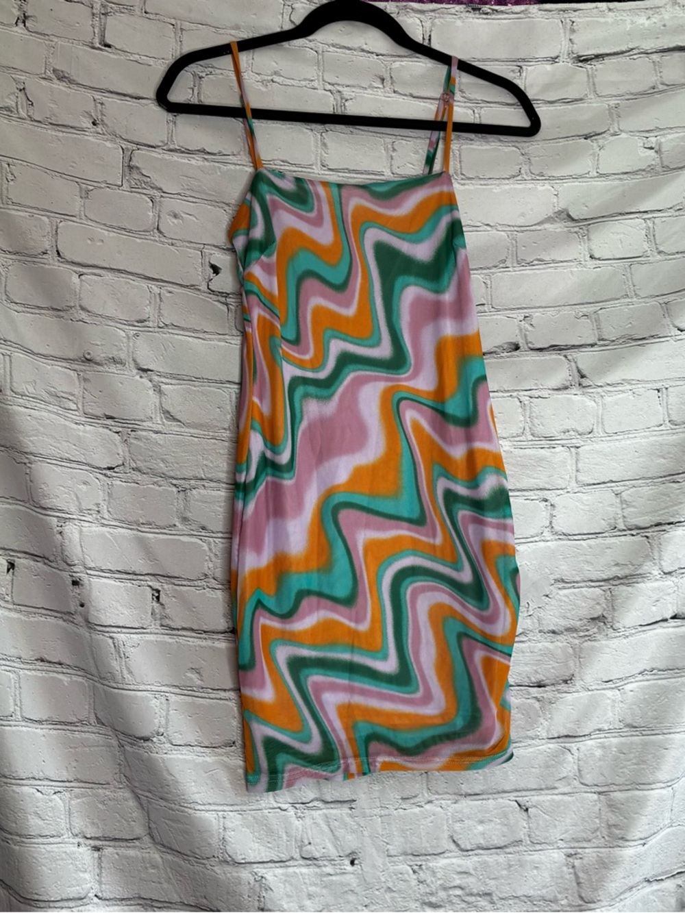 Privy Groovy Swirl Pattern Clubbing BodyCon Mini Dress Y2K 90s Vibes Size Medium
